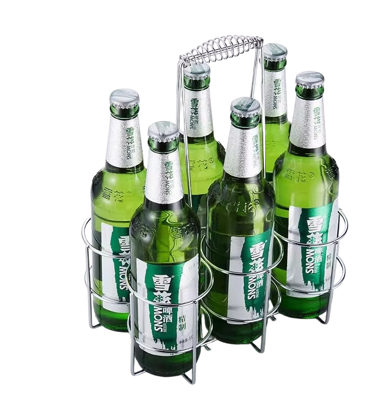 KTV cesta de cerveza estante de cerveza de acero inoxidable seis botellas canasta de cerveza portátil restaurante cesta de la botella de vino