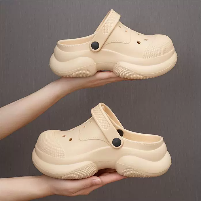 Новые обувь Crocs для женщин лета верхняя одежда EVA обувь с усиленным ощущением ширины и толстой подошвой летняя корейская стиль Baotou полубосоножки тапочки для женщин