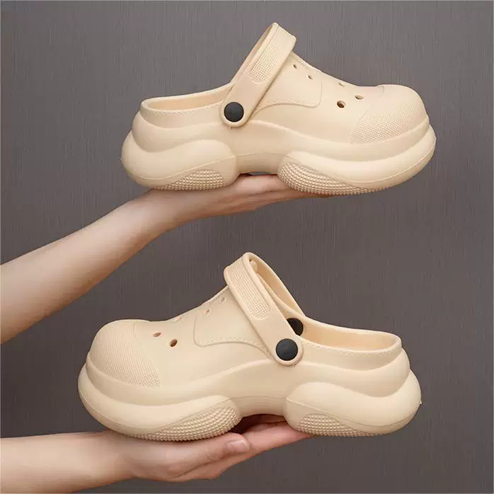 Новые обувь Crocs для женщин лета верхняя одежда EVA обувь с усиленным ощущением ширины и толстой подошвой летняя корейская стиль Baotou полубосоножки тапочки для женщин