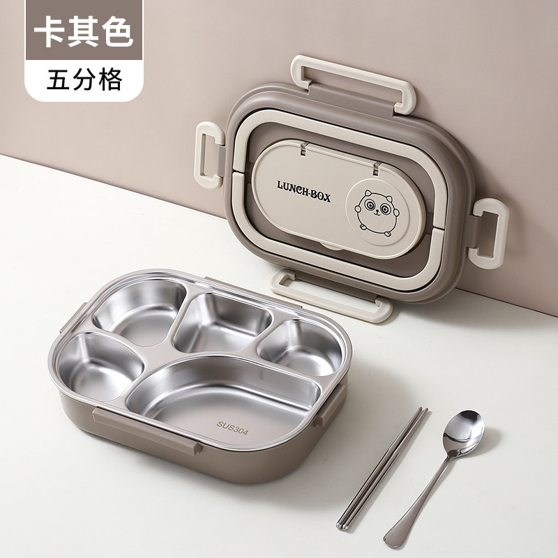 304 ステンレス鋼断熱分割弁当箱学生分割密封弁当箱蓋付き弁当箱 4/5 分割弁当箱|undefined