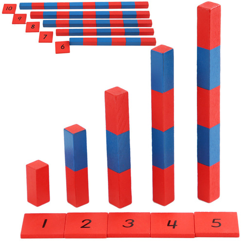 Montessori red and blue counting stick teaching aids Mathematics Montessori teaching aids wooden children's educational counting stick early education toys