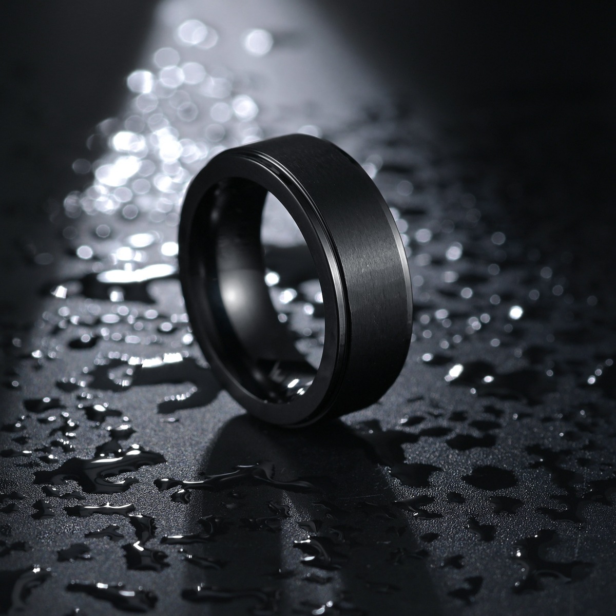 304 Stainless Steel Material Solid Color Pattern Men'S Gender Hip-Hop Solid Color 304 Stainless Steel Plating Black Plated Men'S Rings