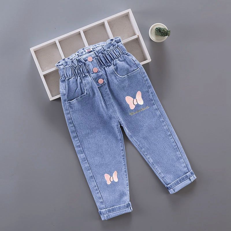 Spring and Autumn 2024 New Children's Denim Trousers for Small and Medium Girls Stretch Printed Salt Fried Denim Trousers for Children Spring and Autumn 2024 New Children's Denim Trousers for Small and Medium Girls Stretch Printed Salt Fried Denim Trousers for Children