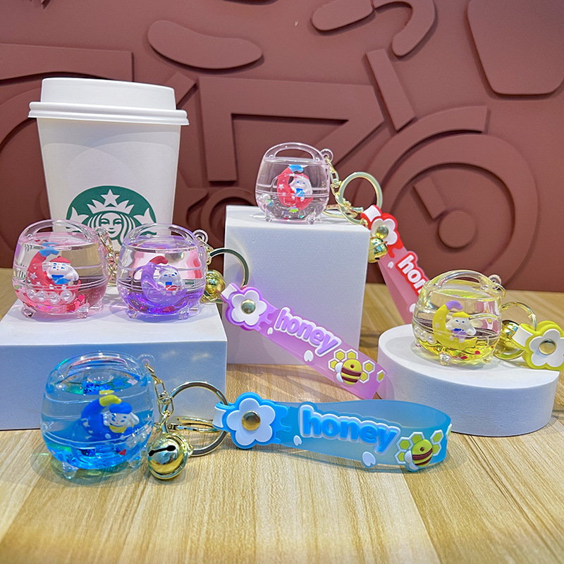 Creativo en la olla de arroz de aceite de la luna de orejas perros llaveros lindos dibujos animados pareja colgante garra máquina pequeños regalos al por mayor