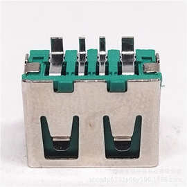 USB 2.0 母座沉板型 4PIN立式贴片SMT 绿色胶芯加高 端子大电流