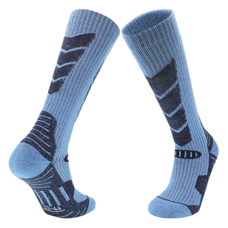 Calcetines de esquí de tubo alto de invierno para niños, fondo de toalla para adultos, calcetines cálidos gruesos de tubo largo, calcetines de lana Merino
