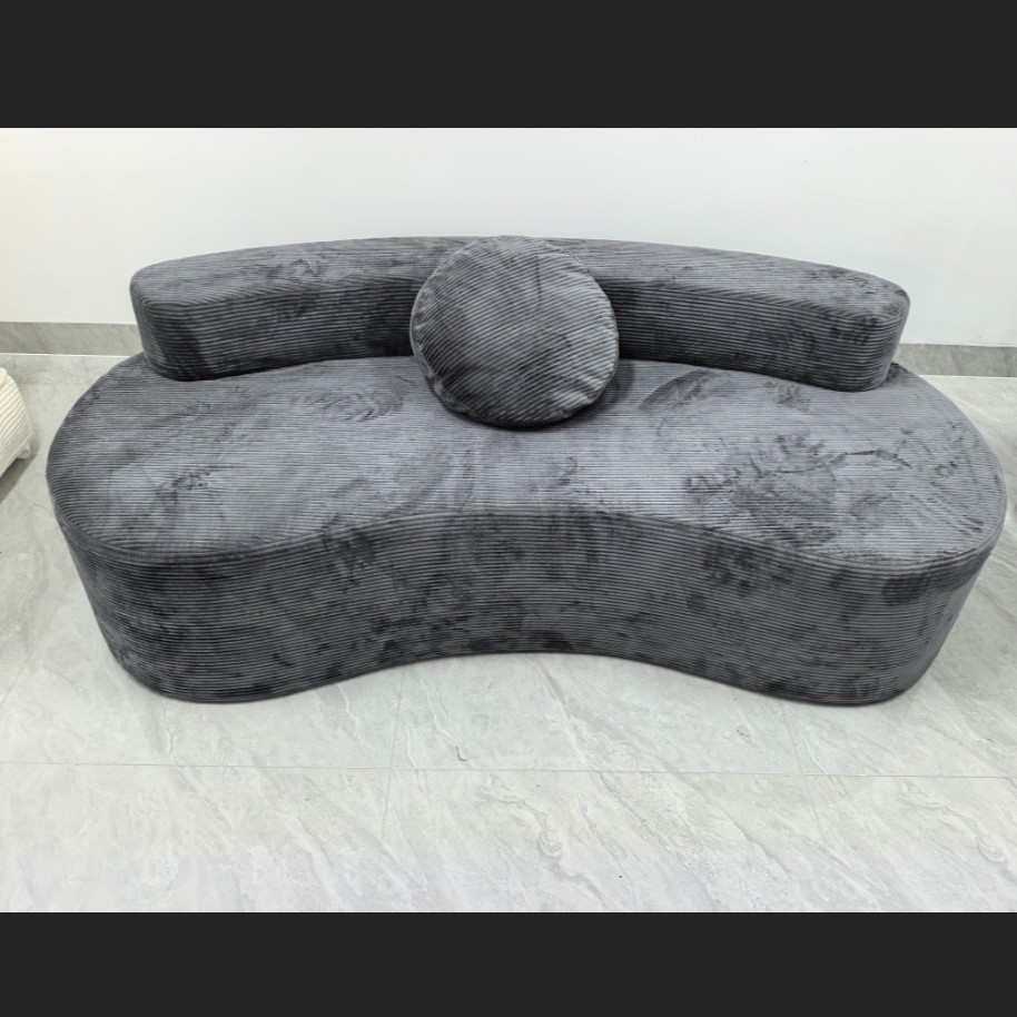 Sofá Curvo de 2 Plazas de Pana y Esponja Reclinable para Sala de Estar