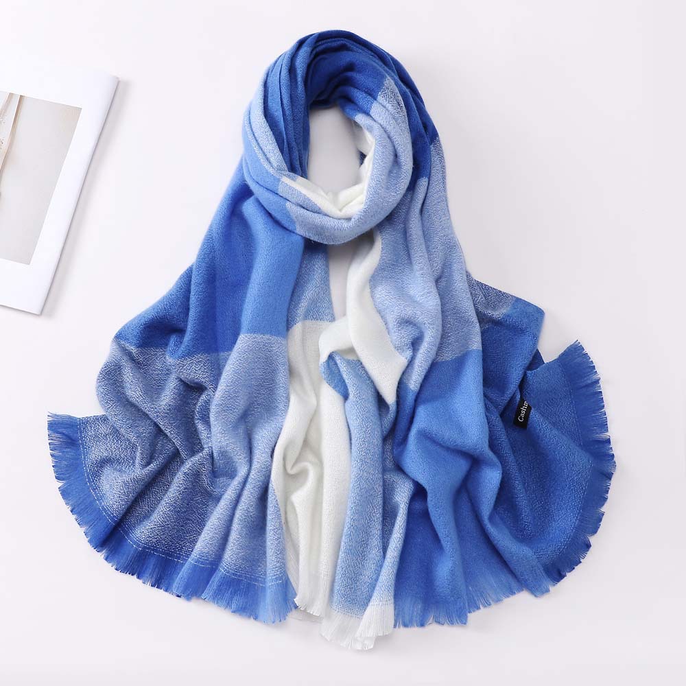 Femmes Mode Bloc De Couleur Imitation Cachemire Pashmina Foulards display picture 7