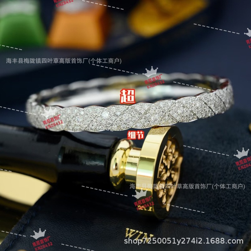 高级感小香风菱格纹手镯女925纯银镀18k玫瑰金带绝美轻奢小众镶钻|undefined