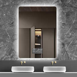 定制浴室镜发光智能卫浴镜铝合金边框酒店防雾壁挂洗手间镜子厂家