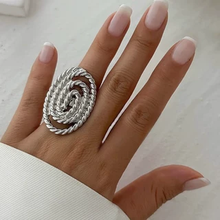 欧美跨境夸张ins金属风缠绕指环ring 个性五瓣花立体花朵开口戒指