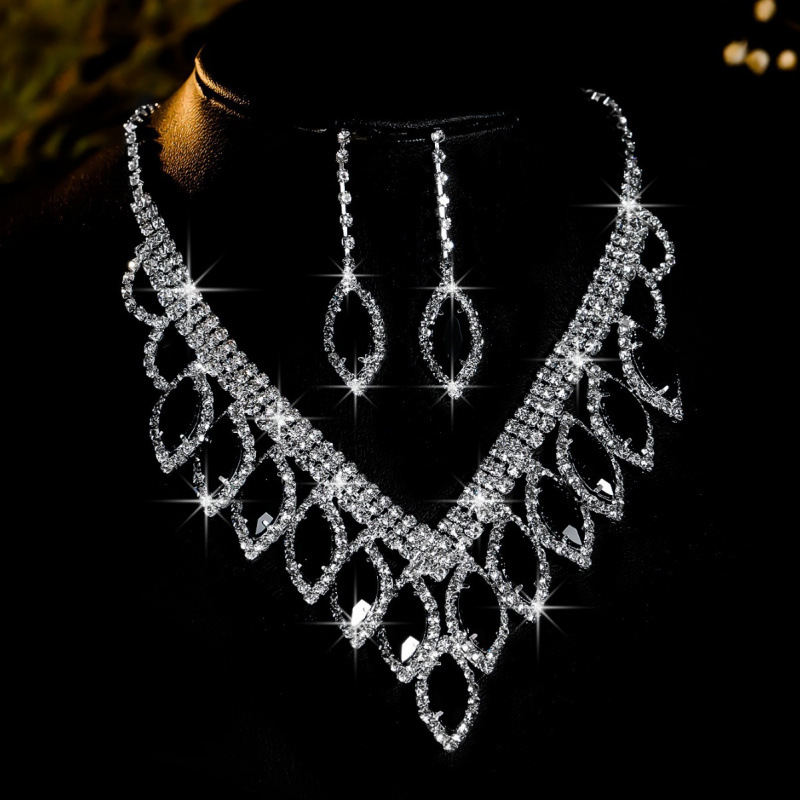 bride necklace set earring jewelry set banquet dress set necklace fashionable all match exquisite jewelry_voghion.com