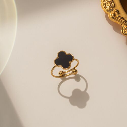 Women's Adjustable Four-Leaf Clover Titanium Steel Ring - Unique, Fresh, Small Design Sensory Accessory