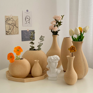 2U8Kins Style Retro Rough Plain Wooden Vase Ornaments Living Room Flower Arrangement Home Decoration Photo Props Eight