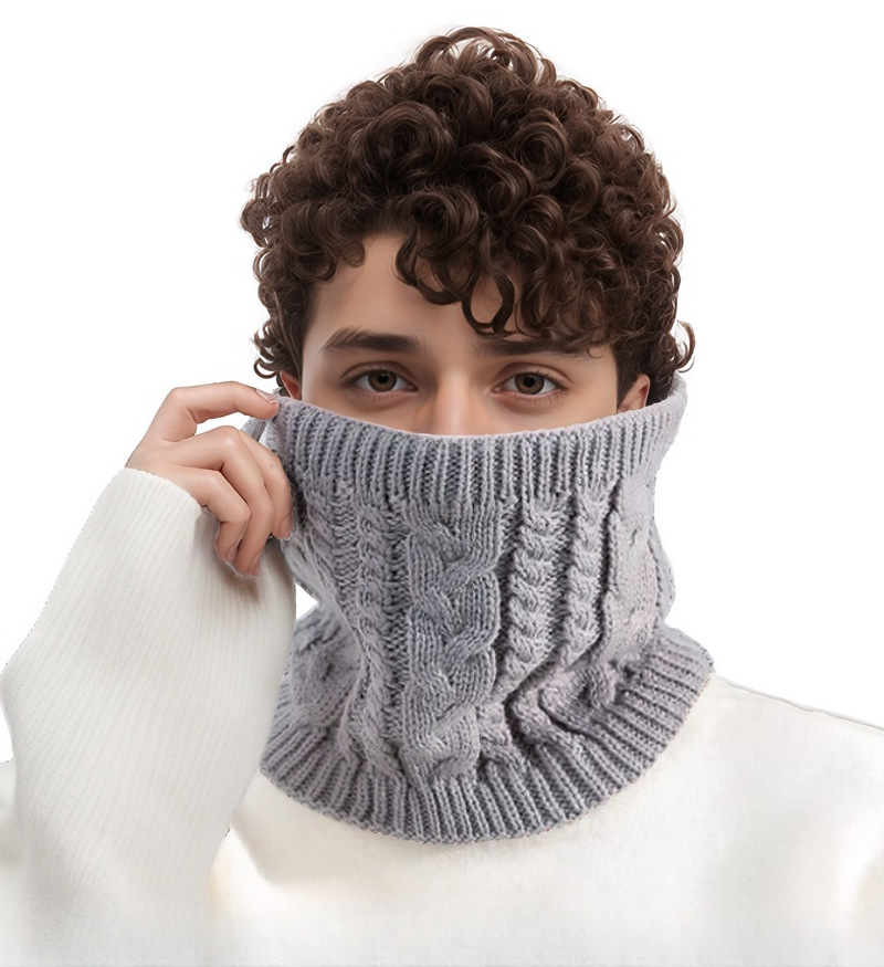 Unisex winterwarmer met fleecevoering en verdikking voor buitenfietsen, koudebestendige, gedraaide gebreide nekwarmer, grensoverschrijdend_voghion.com