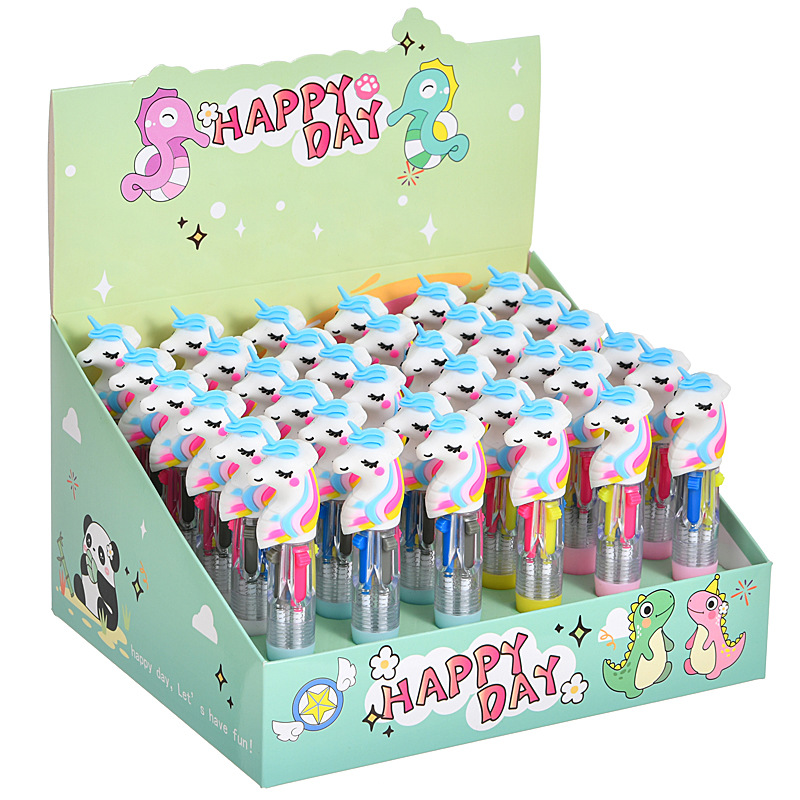 Caricatura lindo KT gato mini bolígrafo de cuatro colores multicolor en uno bolígrafo de cuentas de mano de color para estudiantes premios papelería al por mayor