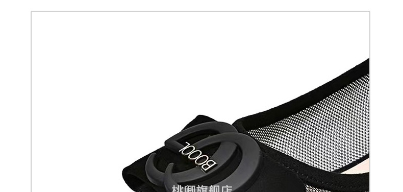 Giày sandal nữ mũi nhọn gót thấp 5 cm, da lưới thoáng khí, bít mũi hở gót — Chiều cao gót 5 cm chi tiết 13