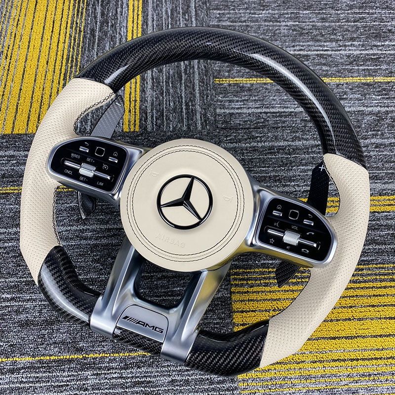 Suitable for Mercedes-Benz A, C, S, G, E-Class, GLE, GLC260, GLS300, E30, old models modified to new models, AMG carbon fiber steering wheel assembly