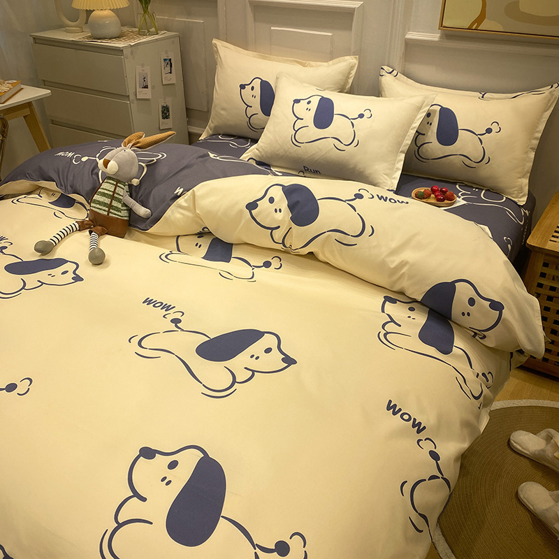 Juego de ropa de cama de algodón cepillado al por mayor para estudiantes, juego de cuatro piezas, funda de edredón de algodón con aloe vera, funda de edredón individual para dormitorio, juego de tres piezas. image 23