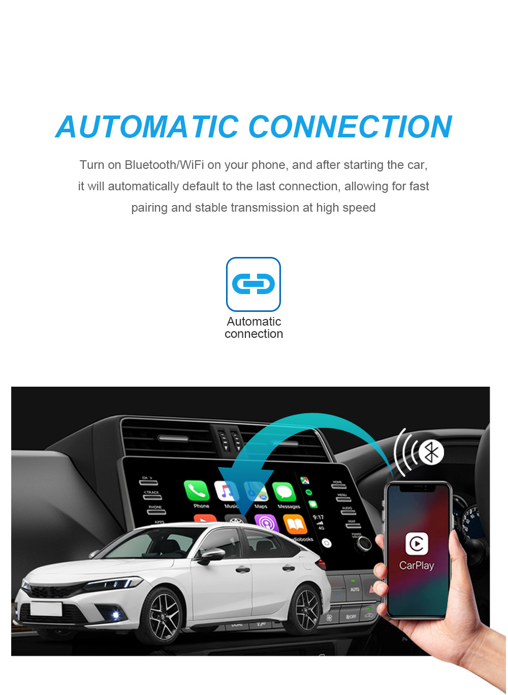 Cross-border hot-selling wired to wireless carplay box upgrade Android smart car interconnection module car