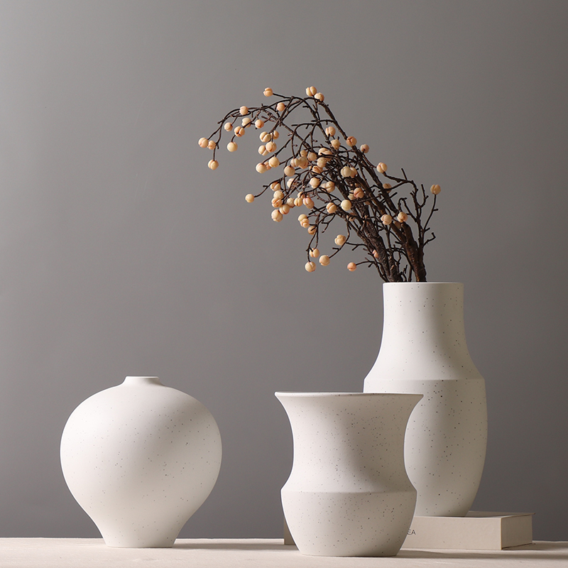 Simple Modern Ceramic Vase Living Room Creative Flower-arranging Flower Vase Home Model Room Antique Rack Decorative Ornaments Nordic Style