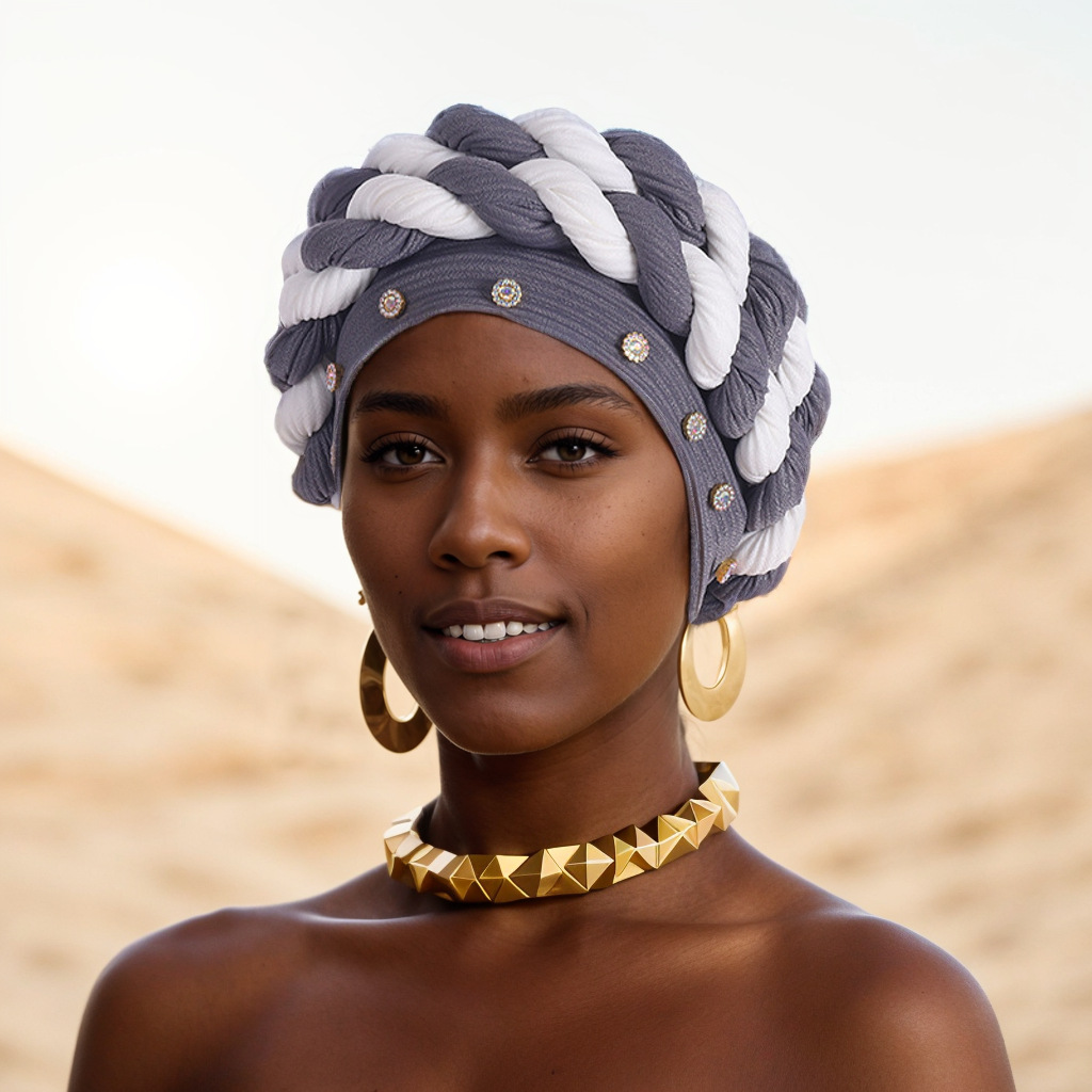 Novi čavli na rubu šešira, dijamantne trake u boji, pletena marama u dvije boje, šešir, pokrivalo za glavu._voghion.com