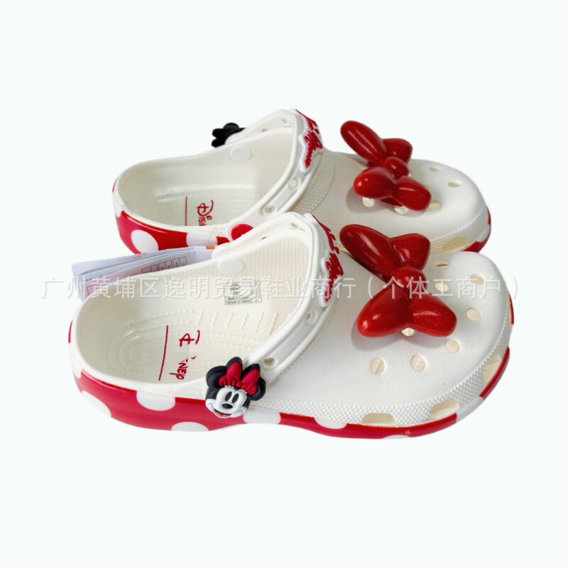 Cross Star Disney Collaboration Mickey and Minnie Cute Bow-Knot Clogs Outdoor Versatile Trendy Sandals Cross Star Disney Collaboration Mickey and Minnie Cute Bow-Knot Clogs Outdoor Versatile Trendy Sandals