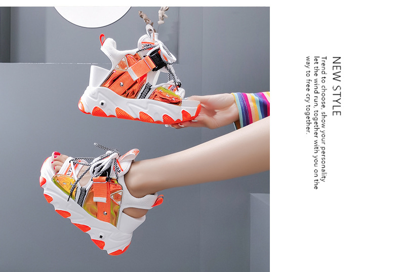 Damenschuhe 2024 Sommer Plateauriemen Low Top PU Plateausohle Fischmaul Colorblock Lässige Sandalen mit Keilabsatz_voghion.com