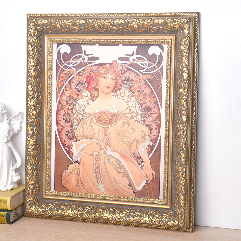 Marco de marco retro, marco de espejo de estilo europeo, marco de pintura al óleo, marco de borde decorativo de ancho PS, línea de marco de imagen, fabricante de líneas de marco