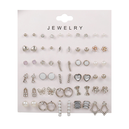 Wholesale 30 pairs of earrings and silver needles, Korean style suits, street stalls, simple and versatile, small and exquisite earrings, earrings design, cross-border
