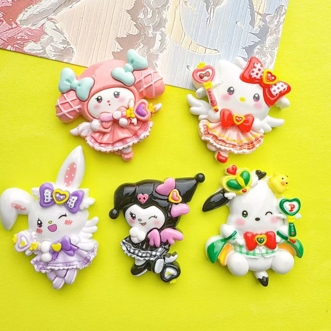 빅 카드 산리오 크림 접착제 수제 DIY 헤어 클립 냉장고 자석 구멍 신발 키 체인 수지 쥬얼리 액세서리