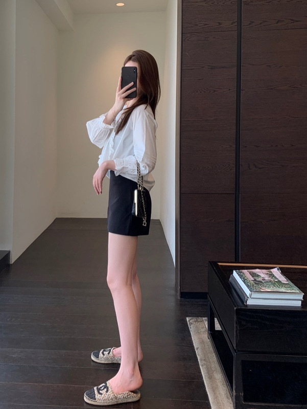 甜美温柔时髦荷叶领品质显瘦小衫白色上衣女2025早秋新款|undefined