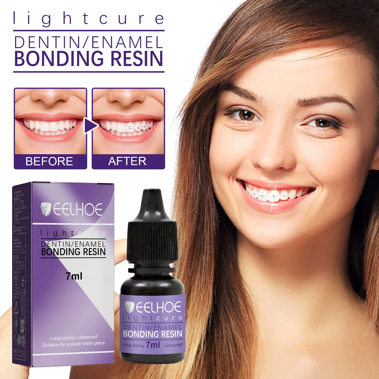 EELHOE зубы драгоценный камень украшения клей зубы Алмазный Блестящий Кристалл алмазное украшение зубов клей фиксированные зубы горный хрусталь Клей