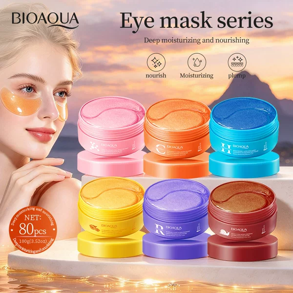 All-English Eye Mask Bioaoua Vitamin C Collagen Brightening and Moisturizing Eye Mask Eye Mask Cross-Border Foreign Trade