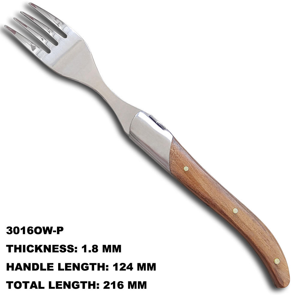 Cuchillo de abeja francés con cabeza de acero sólida con mango de madera de oliva, aleta de pollo, cuchillo y tenedor de carne se pueden personalizar LOGO
