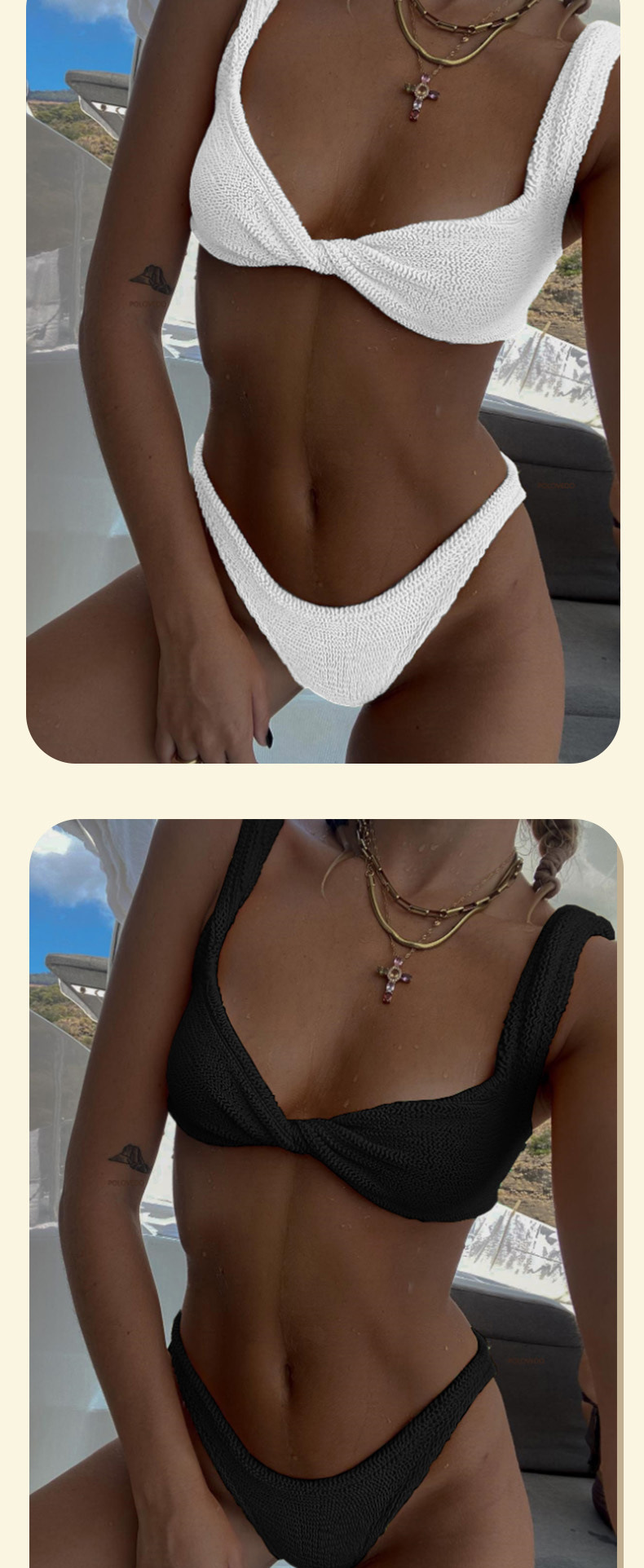 Bikini set dam hög midja med halterneck triangel överdel_voghion.com