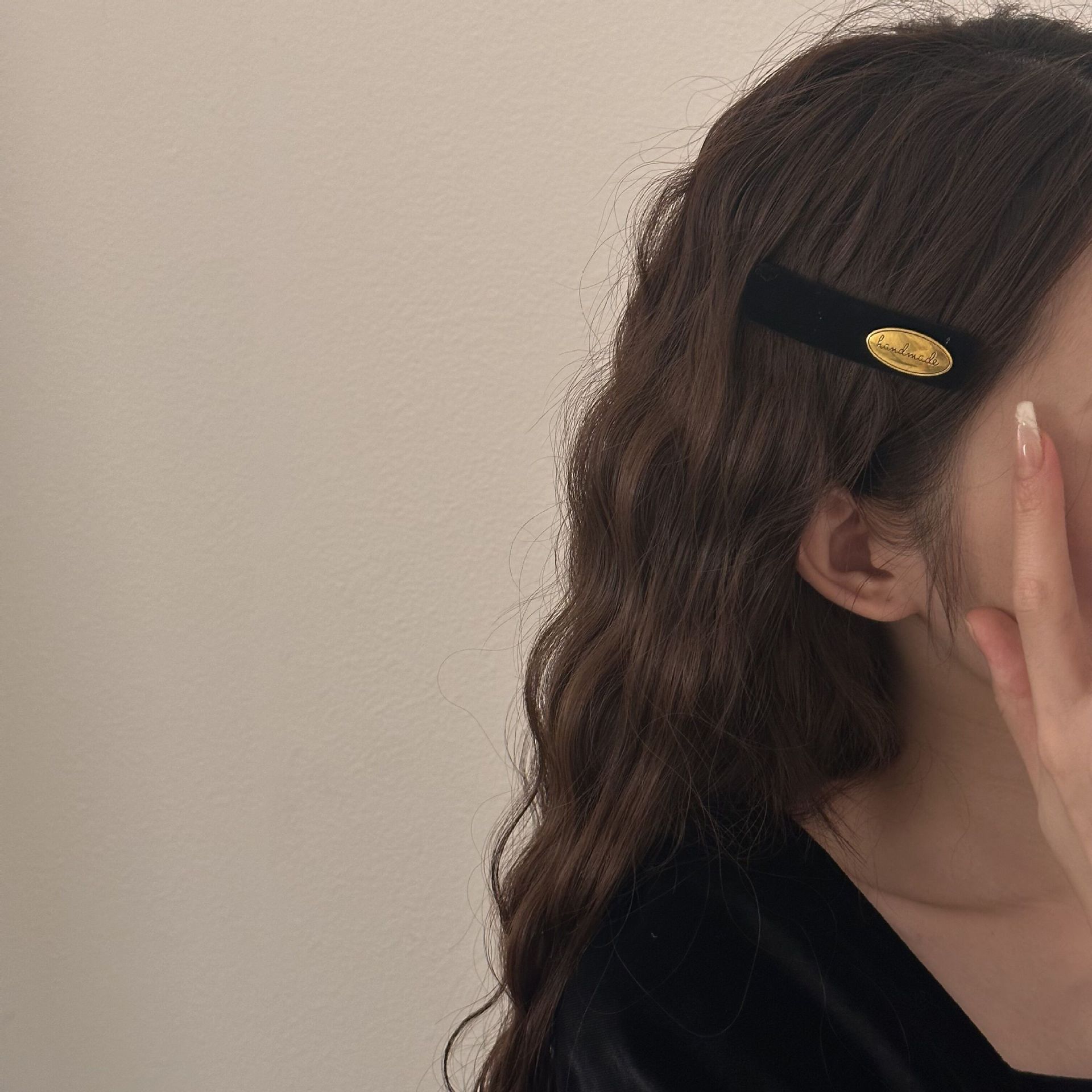 红色边夹丝绒发夹女秋冬刘海碎发bb夹简约感百搭侧边夹发饰批发