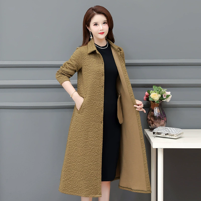 Весенний и осенний дух тонкое колено среднего и длинного пальто темпераментный новый пальто мамы плюс бархатная ветровка