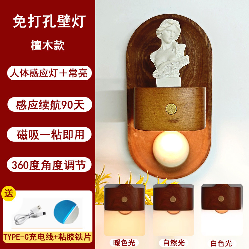 星星人灯实木感应灯壁灯磁吸盲盒发光置物架小夜灯壁饰挂件墙饰|undefined