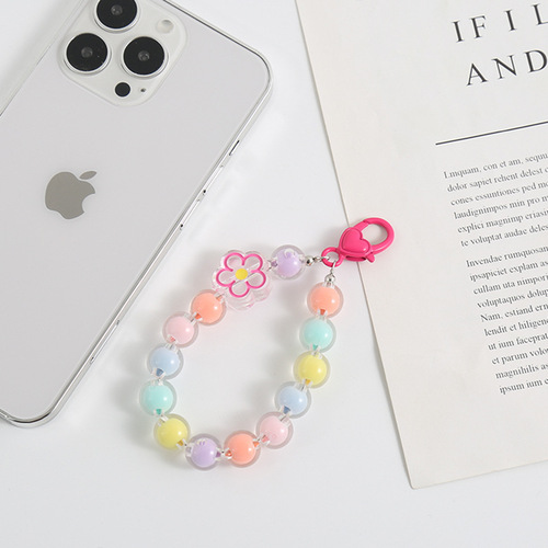 Short flower pendant, small fresh colorful beads, small flower, mobile phone chain, keychain, bag pendant, diy beading