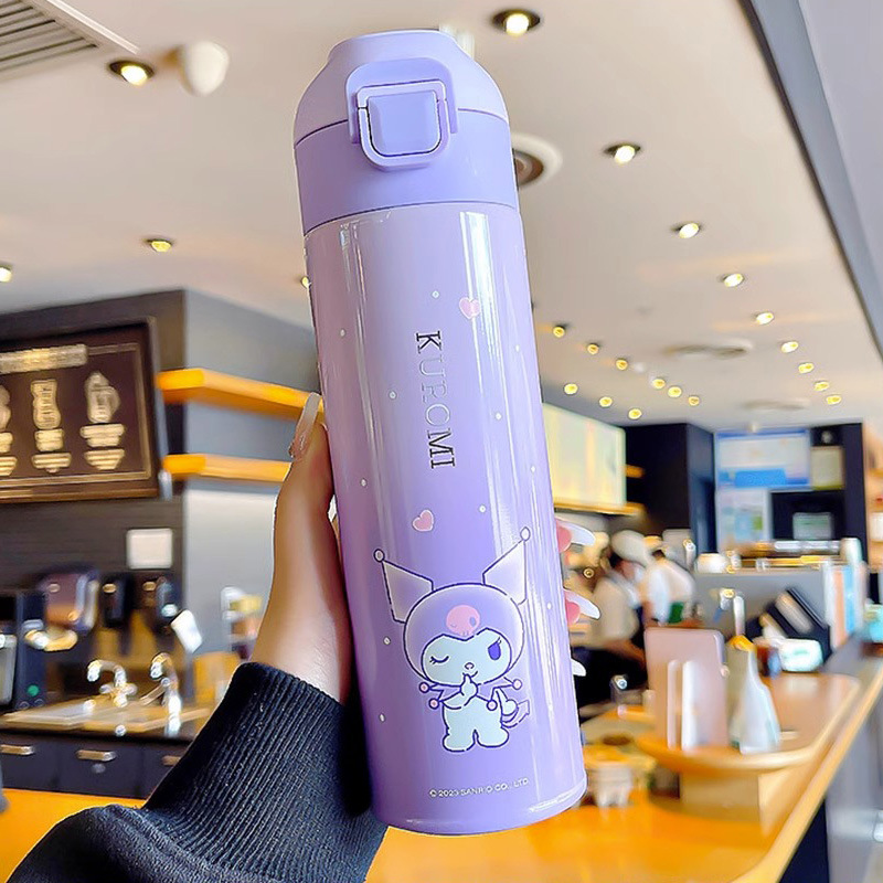 Taza termo de bebida directa de rebote de dibujos animados de Sanrio modelado en relieve 3D 316 mujeres de acero inoxidable de alto valor 350ML