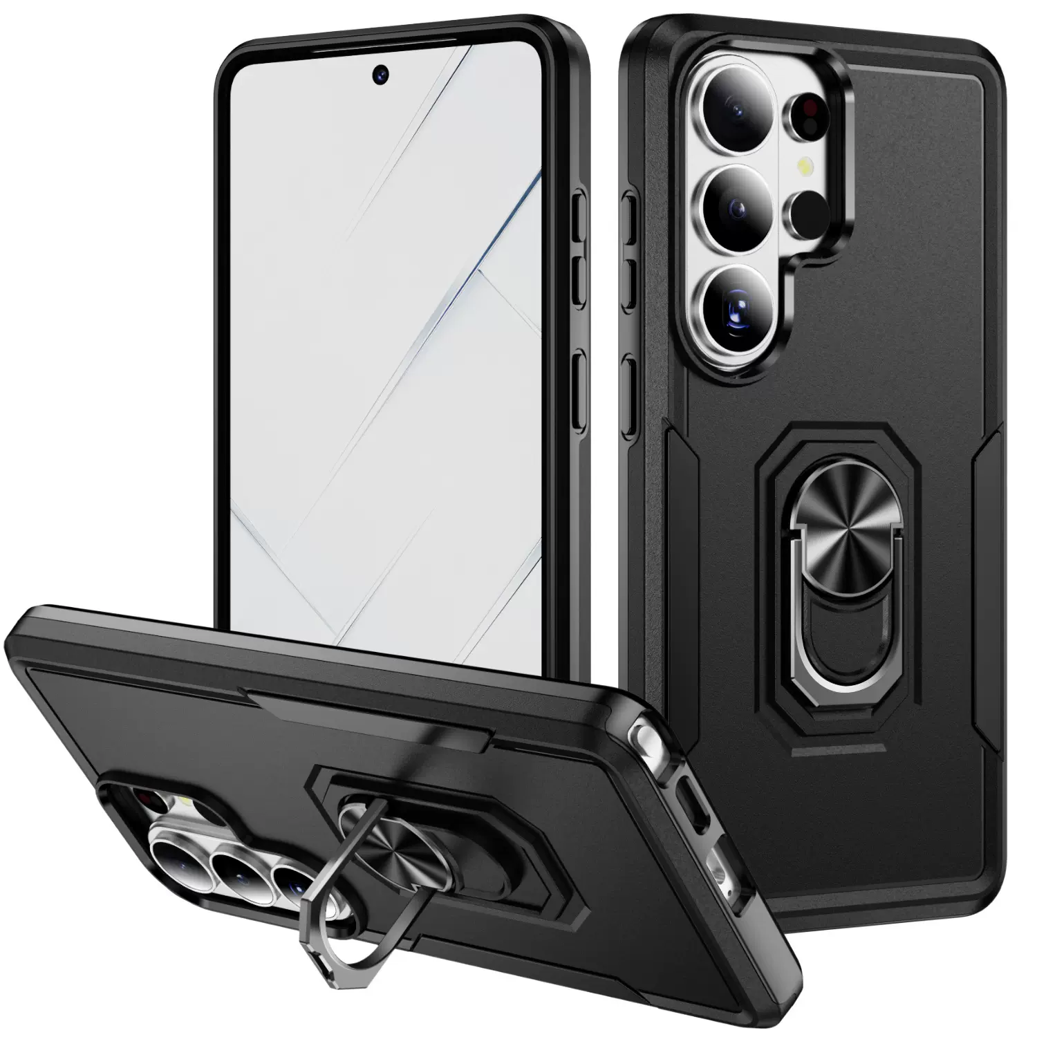 工厂批发开拓者带指环S26ULTRA跨境电商热销二合一防摔手机保护套