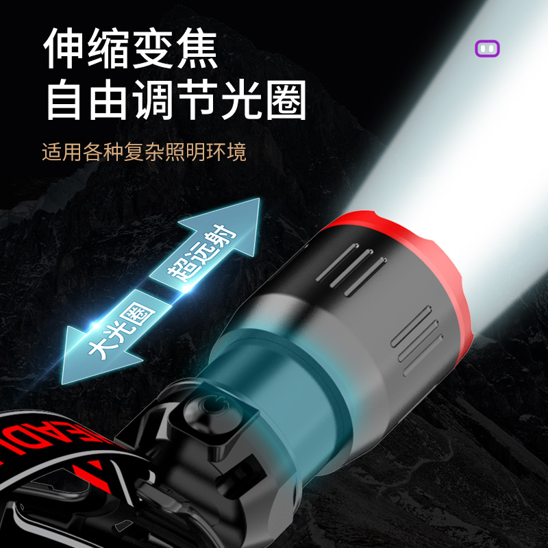 Faros de luz violeta de luz blanca, viajes al aire libre, pesca nocturna, faros de luz fuerte, batería recargable de largo alcance, faros de aleación de aluminio al por mayor