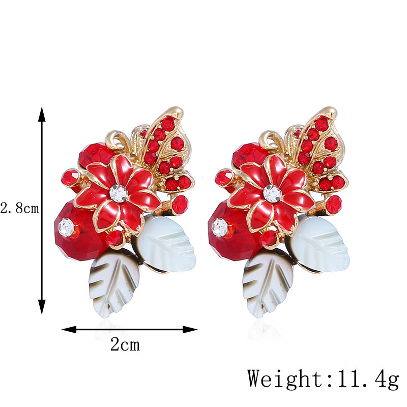 Wholesale Jewelry Shell Rose Crystal Stud Earrings Nihaojewelry display picture 1