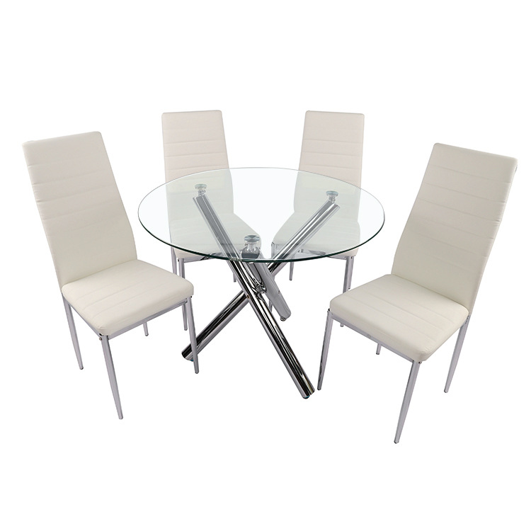 Mesa de comedor de vidrio temperado mesa de comedor de lujo ligero de alta sensación mesa de negociación simple mesa de comedor casera silla