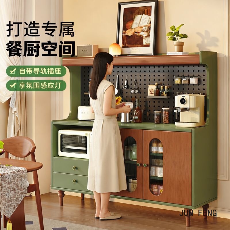 Medieval-Style Solid Wood Sideboard, Wall-Mounted Integrated Storage Cabinet, Home Living Room Storage Cabinet, Tea Cabinet, Kitchen Storage Cabinet