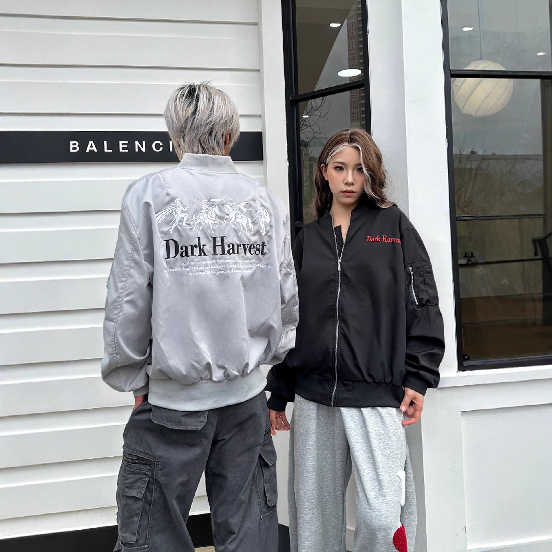 美式街潮刺绣潮牌翻领飞行夹克男女潮流休闲小众百搭通勤日常外套