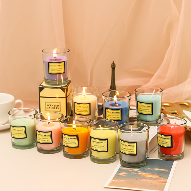 Household plant essential oil aromatherapy candle DIY outdoor windproof transparent glass cup low temperature smokeless candle ins wholesale