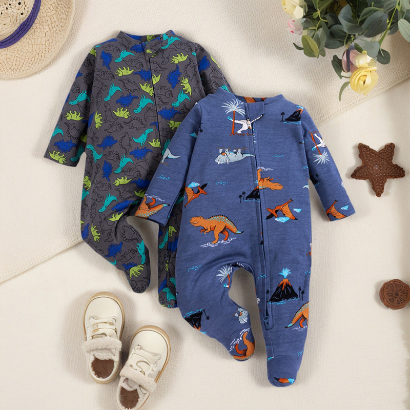 Baby All-Season Clothes Jumpsuit Thin Summer Cotton Clothing Jumpsuit Baby Girl Long-Sleeved Home Clothes Pajamas