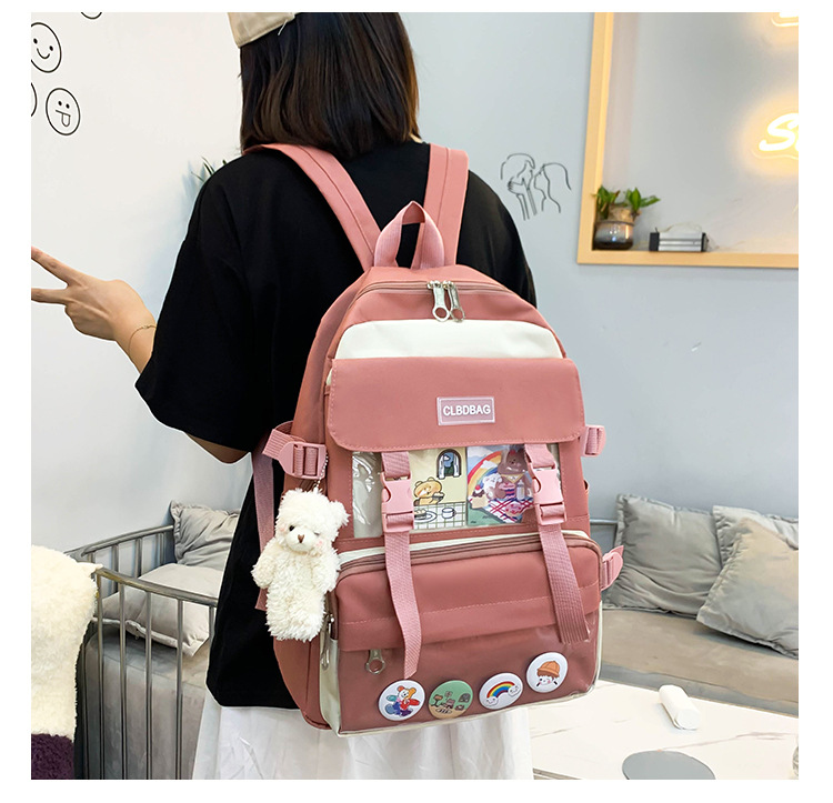 Wholesale Four-piece High Capacity Bear Doll Pendant Canvas Backpack Nihaojewelry display picture 27